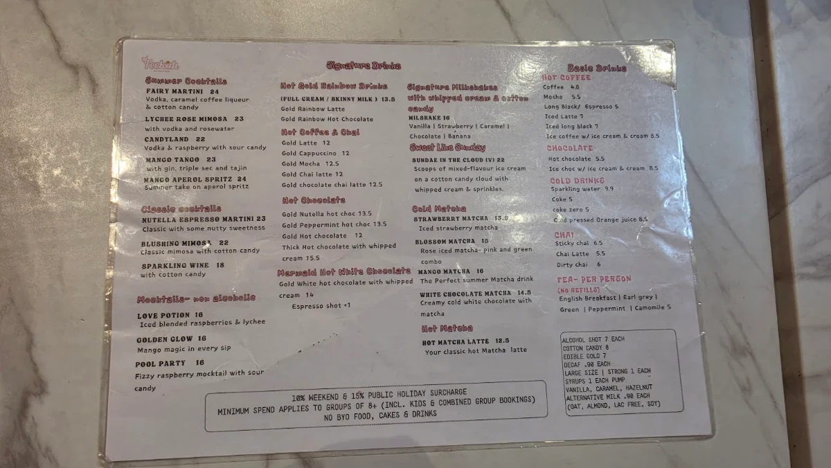 Menu, Feekah Cafe | Moonee Ponds