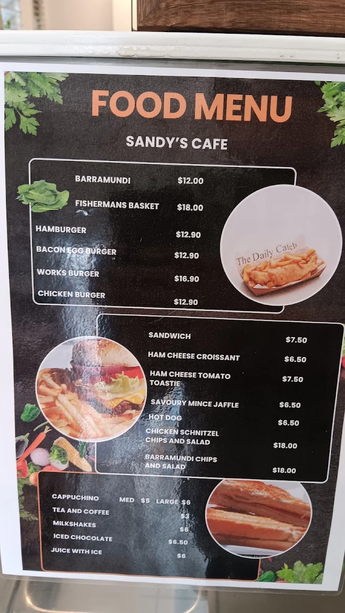 Menu, Sandy's Cafe