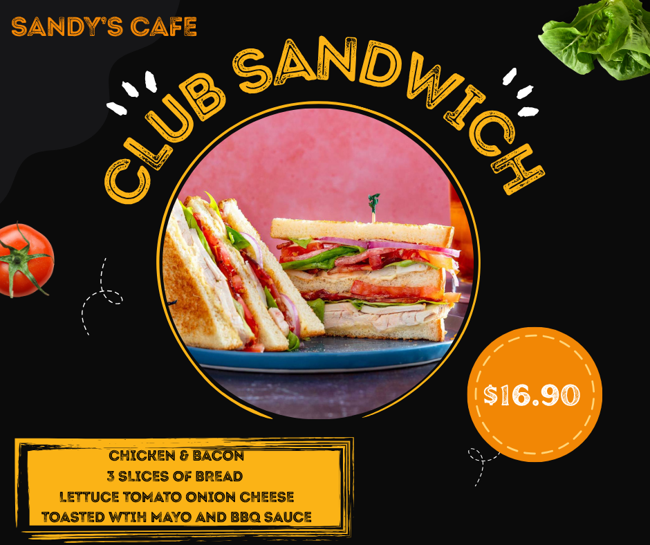 Menu, Sandy's Cafe