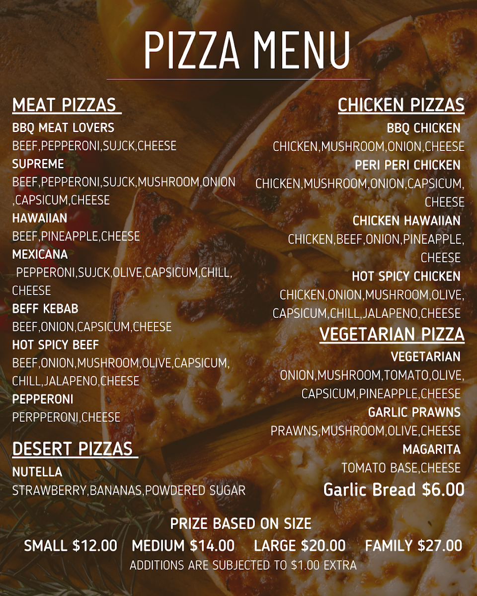 Menu, OZ GRILLZ
