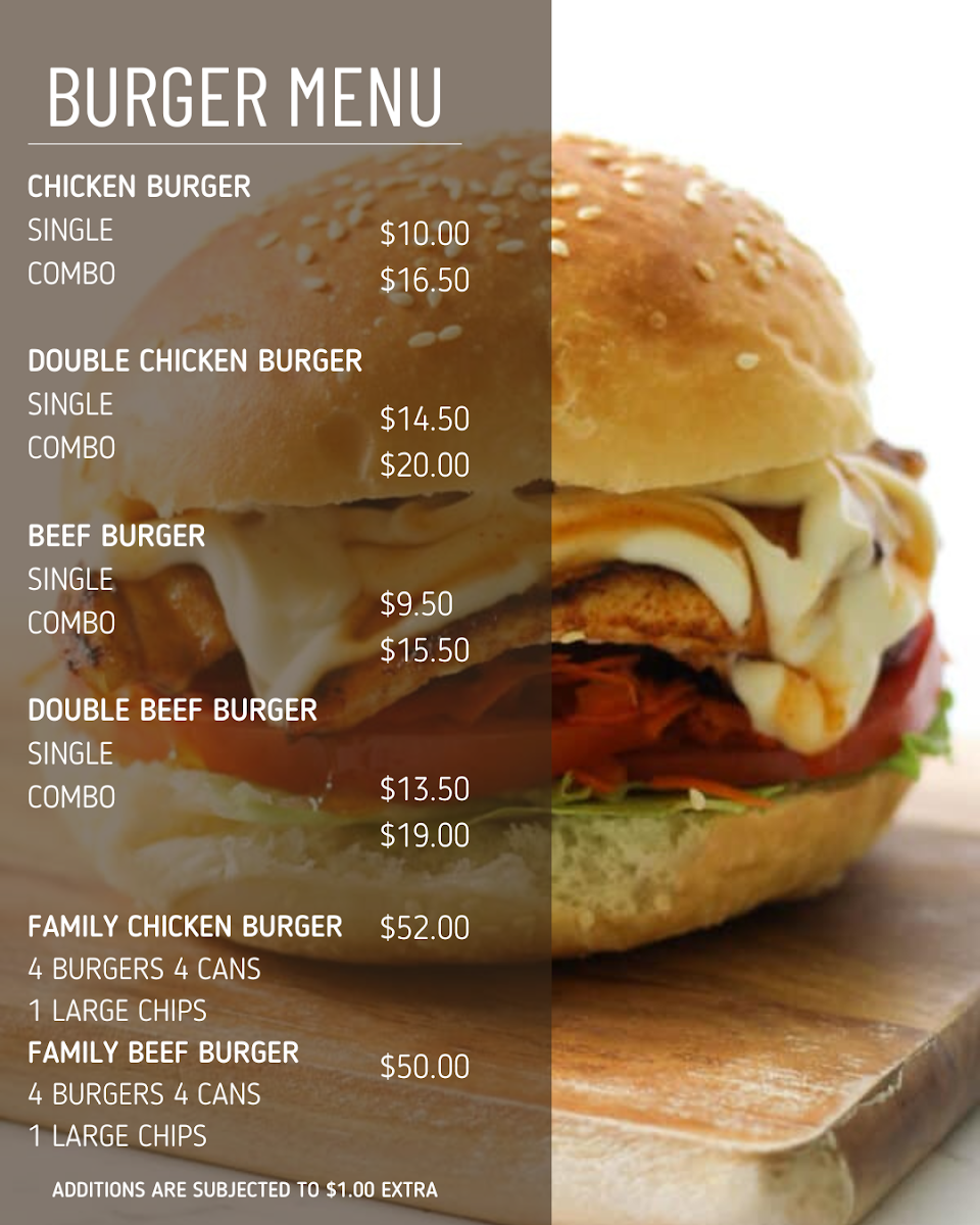 Menu, OZ GRILLZ
