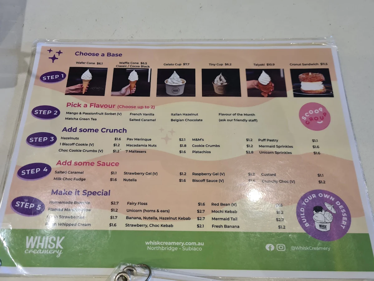 Menu, Whisk Creamery