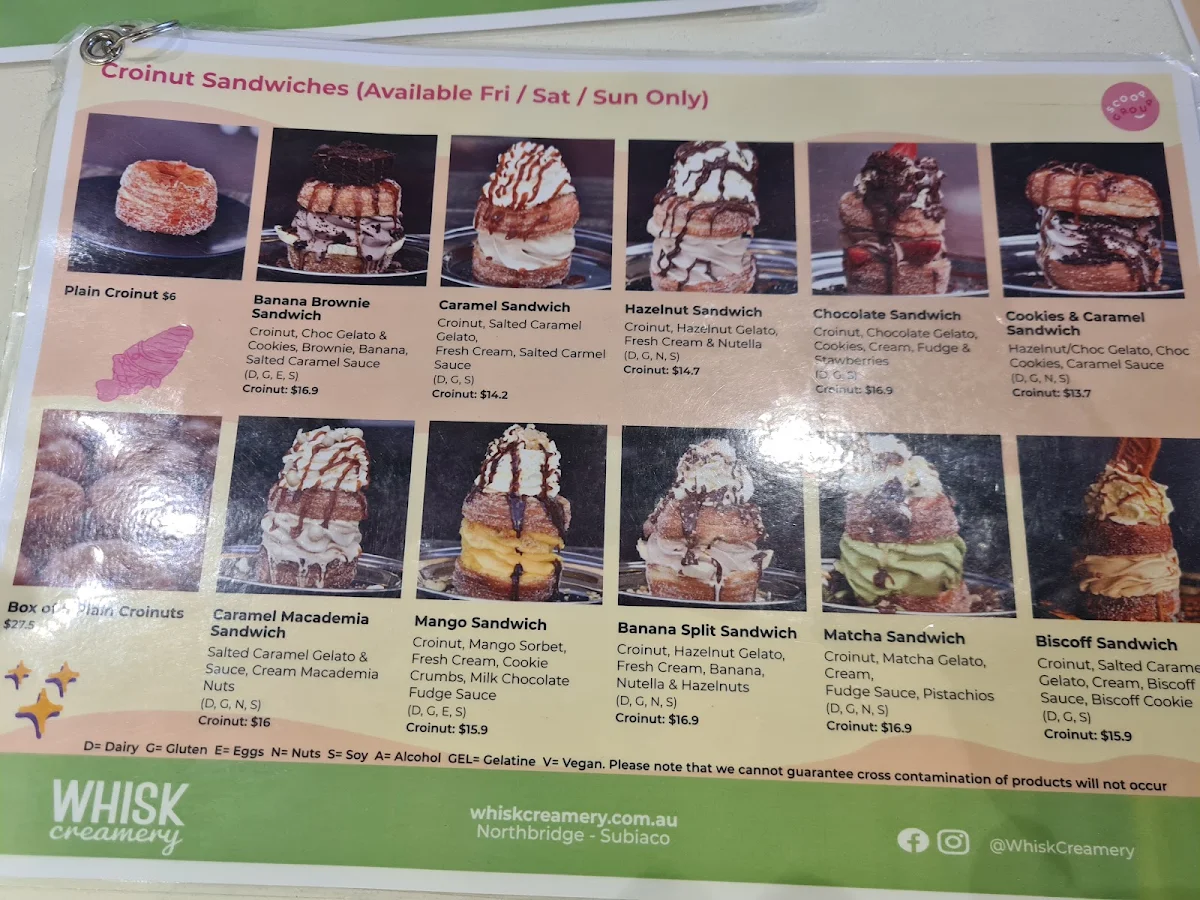 Menu, Whisk Creamery