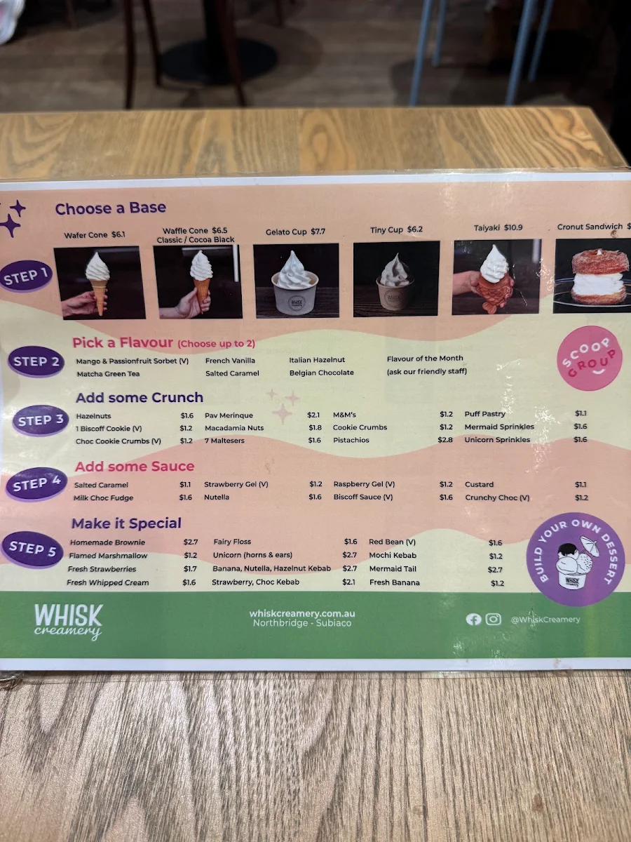Menu, Whisk Creamery