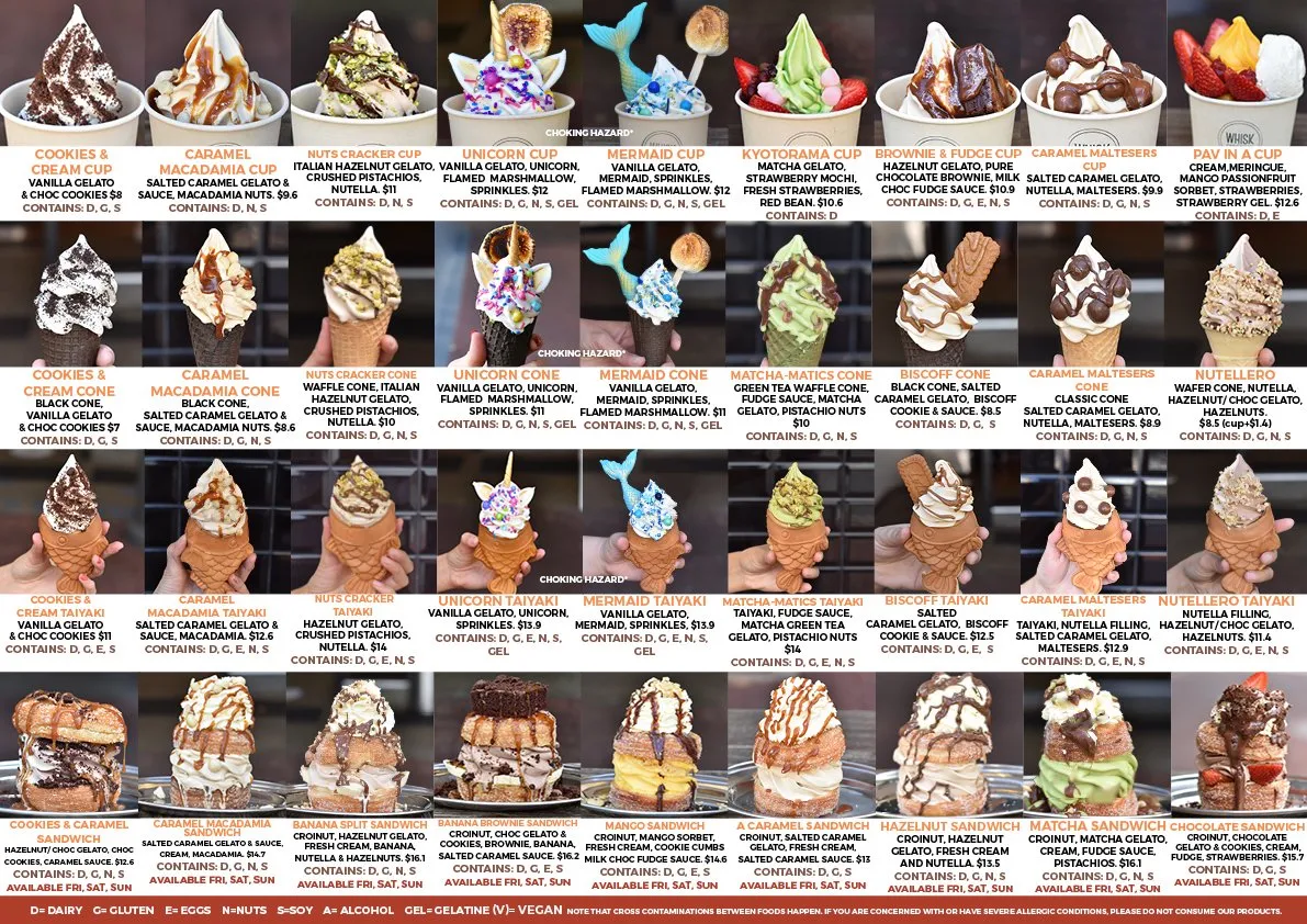 Menu, Whisk Creamery