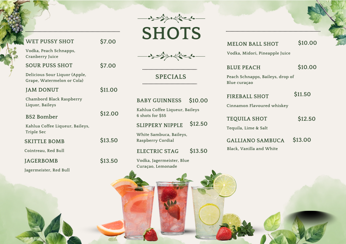 Menu, Bar HumBug