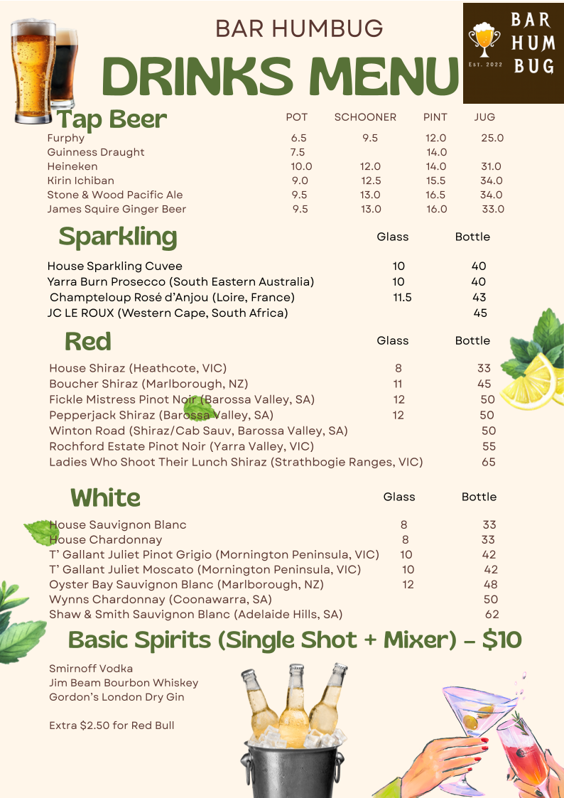 Menu, Bar HumBug