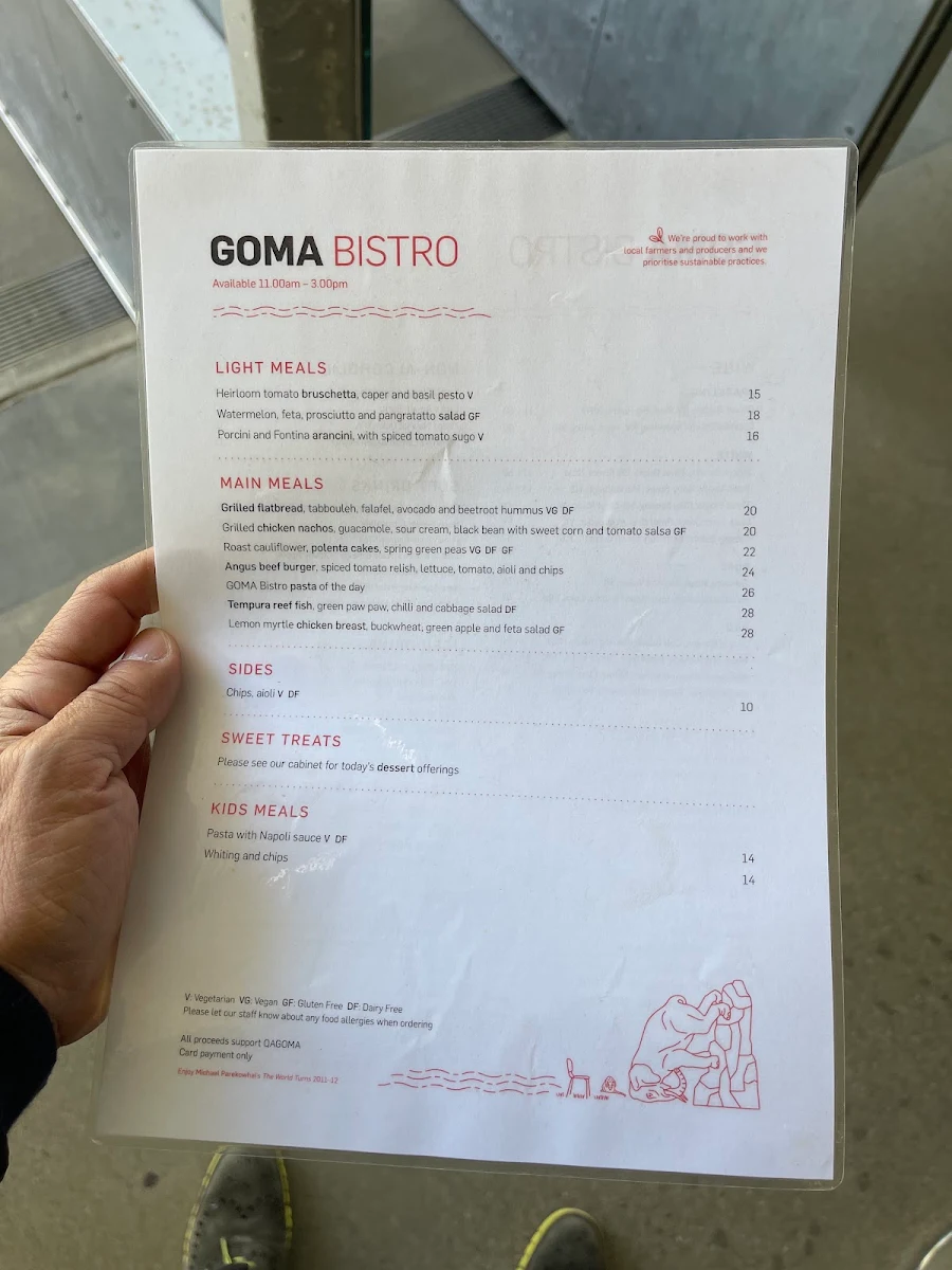 Menu, GOMA Bistro