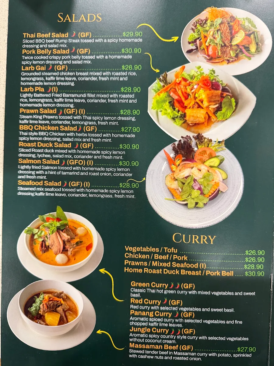 Menu, Toronthai Toronto