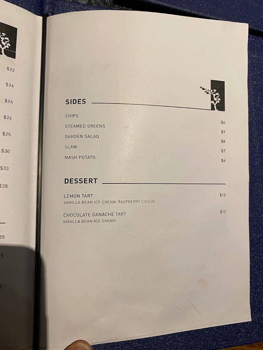 Menu, Parkview Hotel