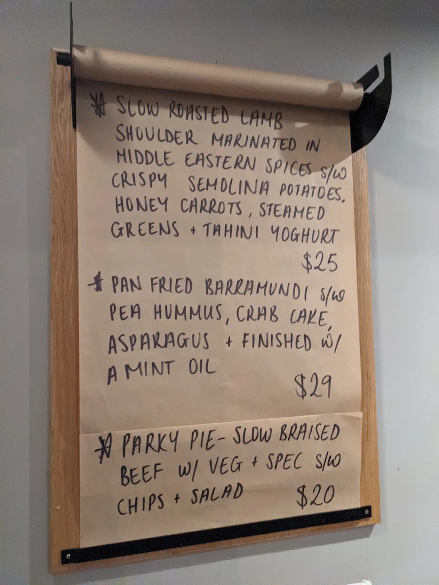 Menu, Parkview Hotel