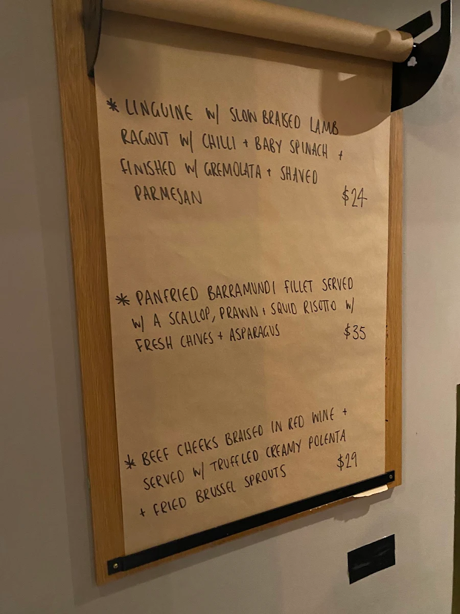 Menu, Parkview Hotel