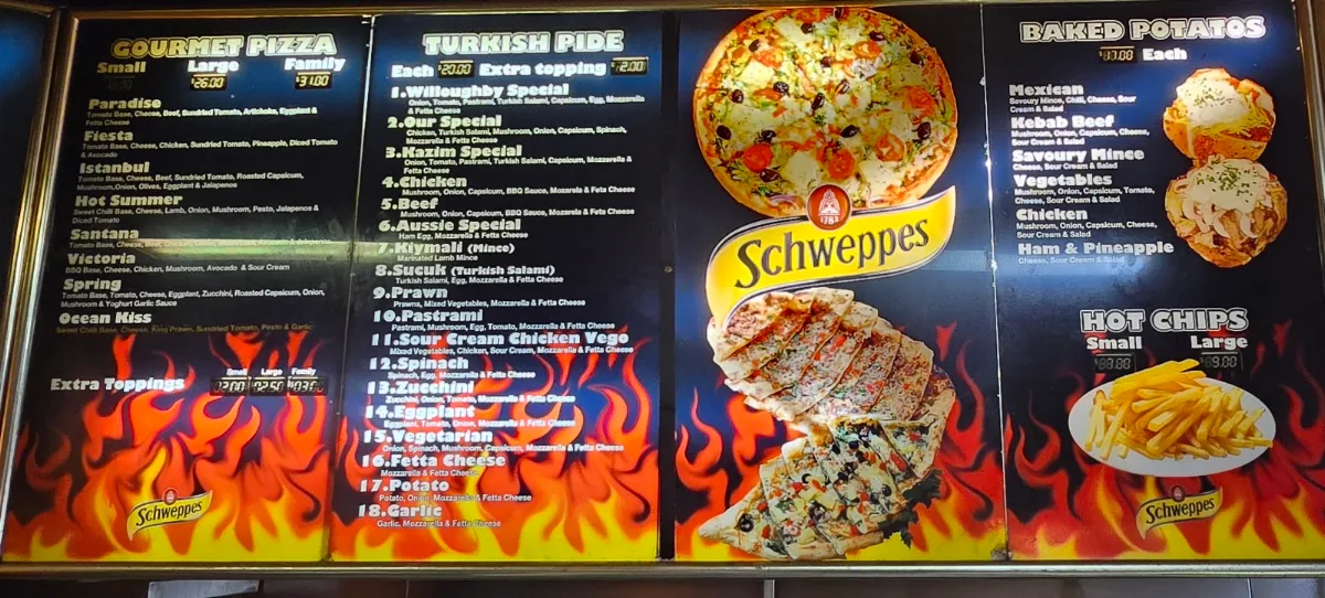 Menu, Woodfired Pizza & Kebab North Willoughby