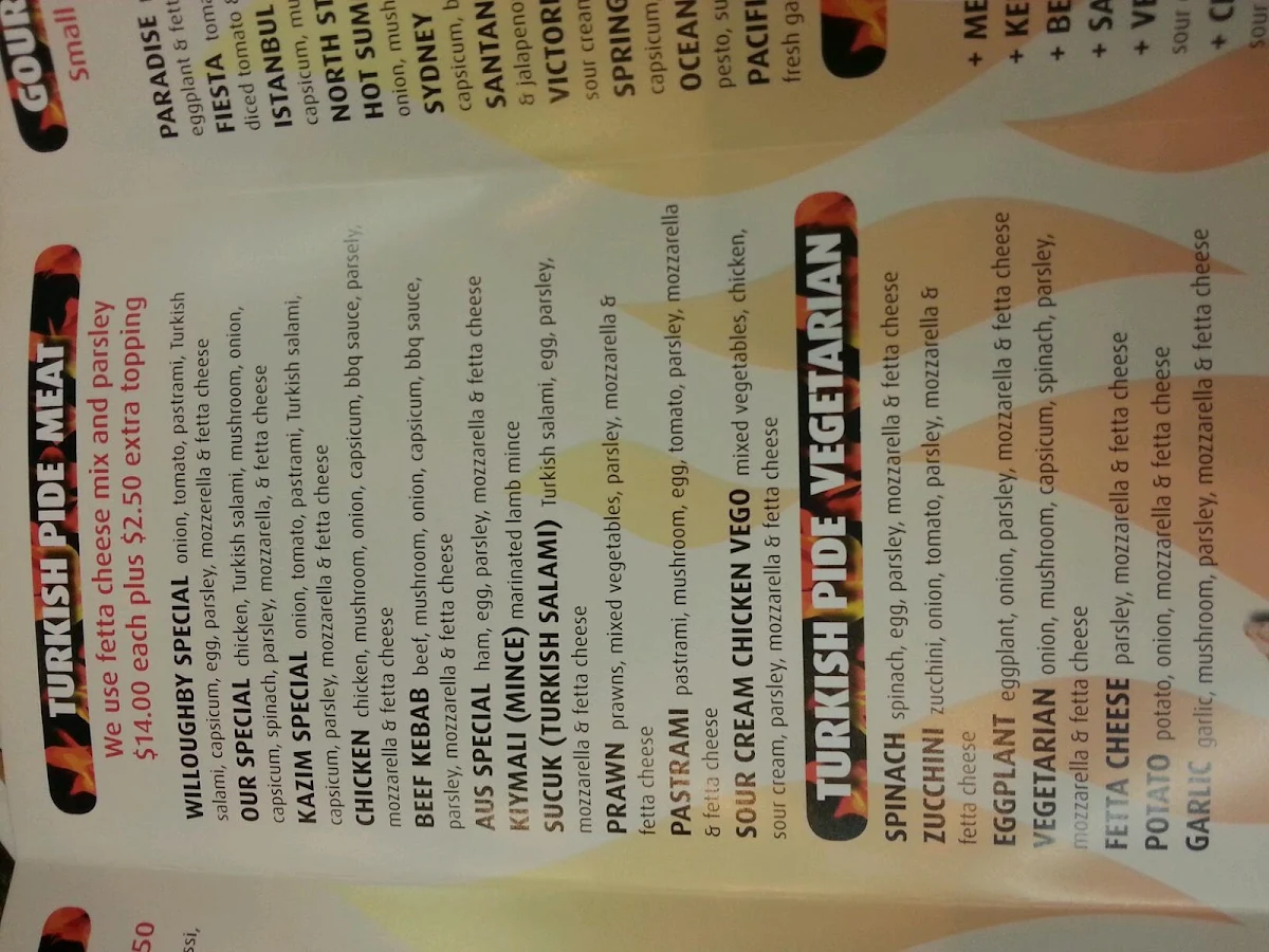 Menu, Woodfired Pizza & Kebab North Willoughby