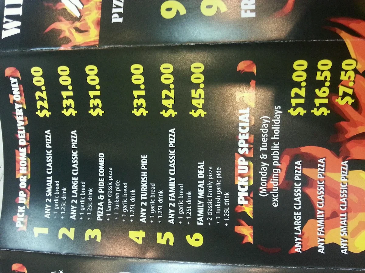 Menu, Woodfired Pizza & Kebab North Willoughby