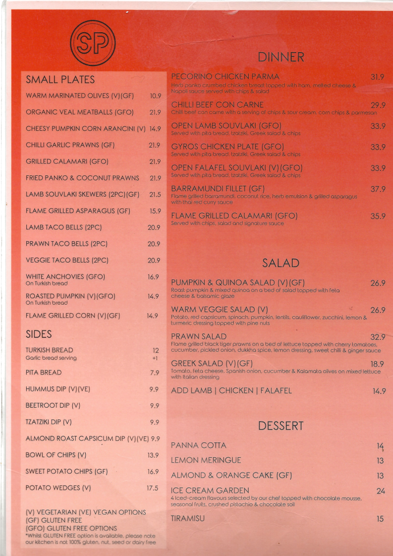 Menu, Small Plates