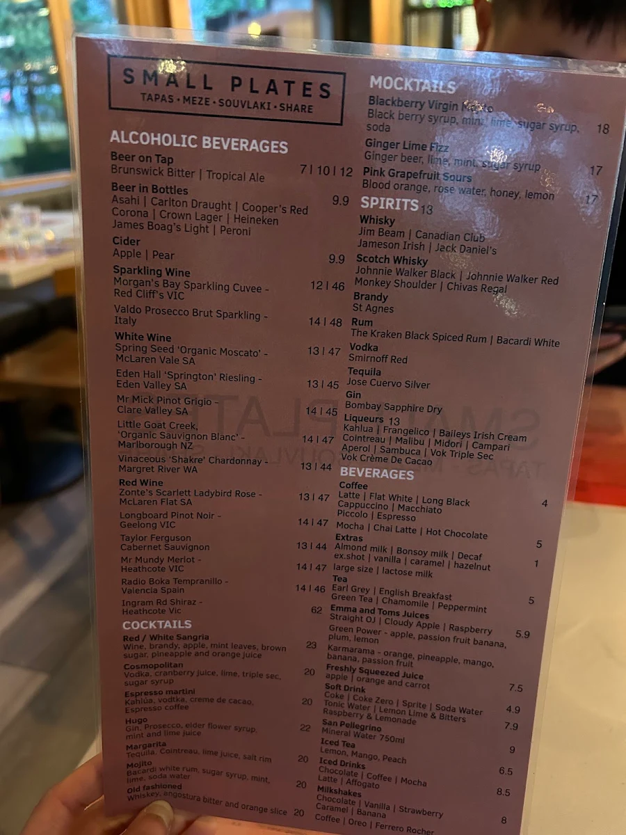 Menu, Small Plates