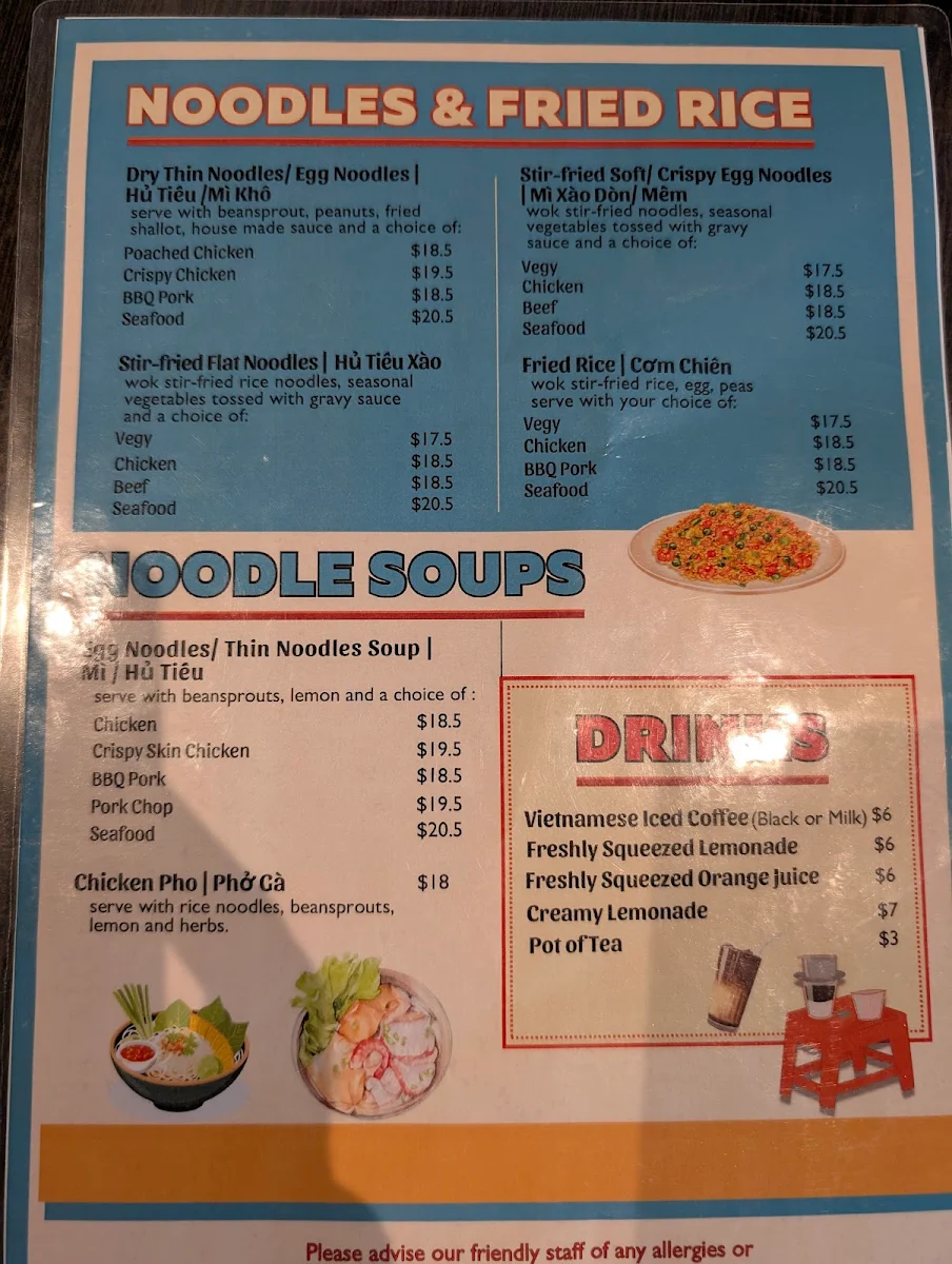 Menu, Saigon Flavour