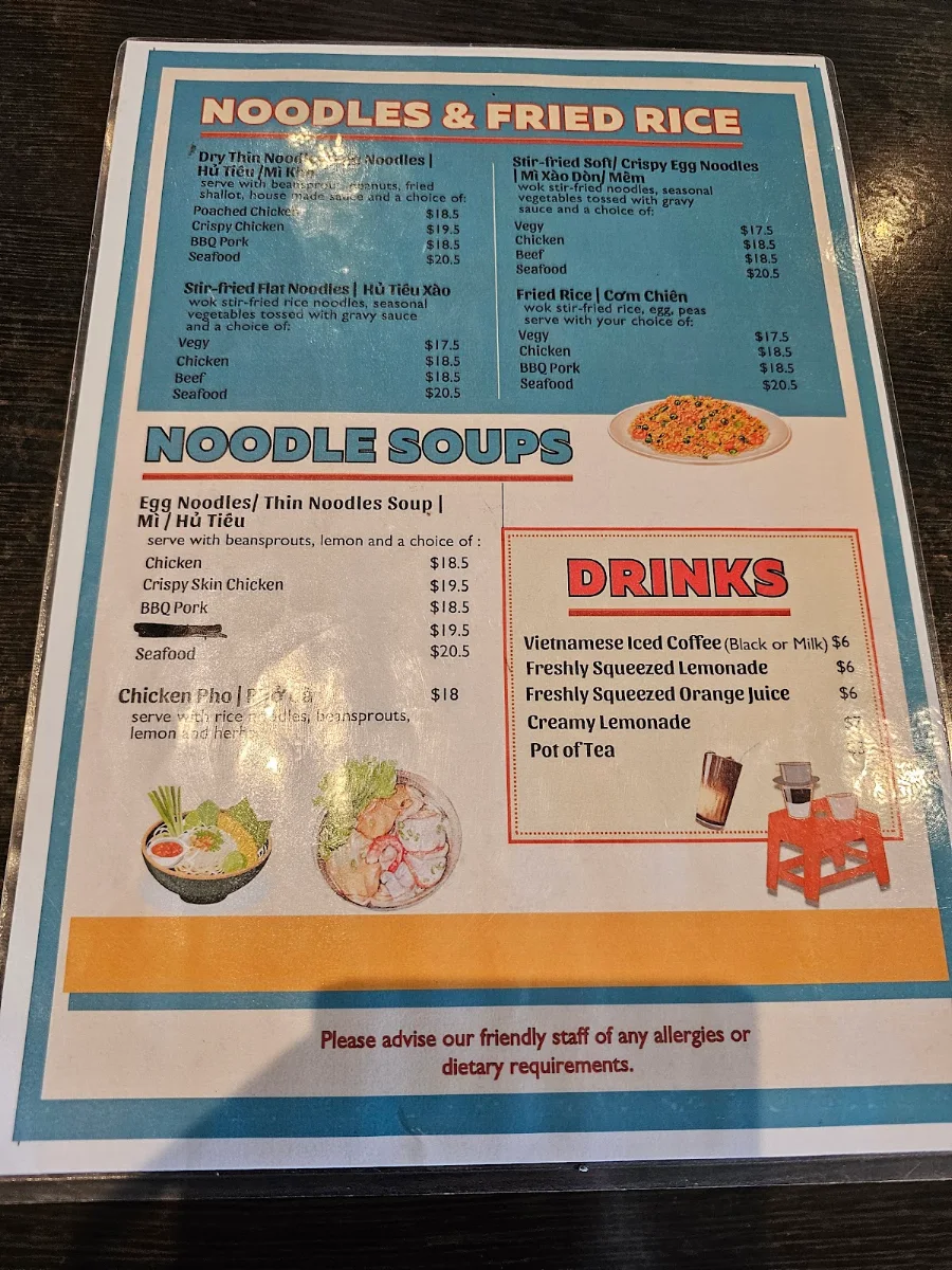 Menu, Saigon Flavour