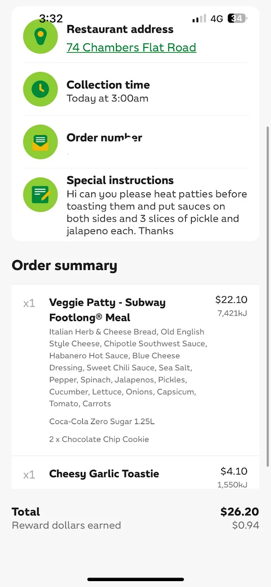 Menu, Subway