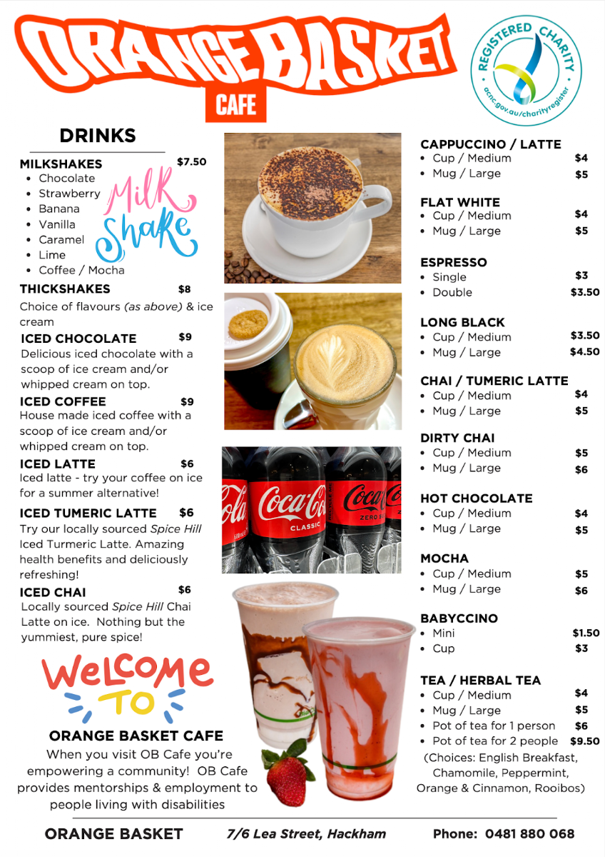 Menu, Orange Basket Cafe