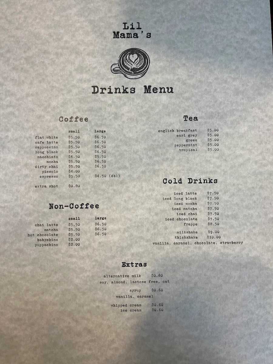 Menu, Lil mama’s
