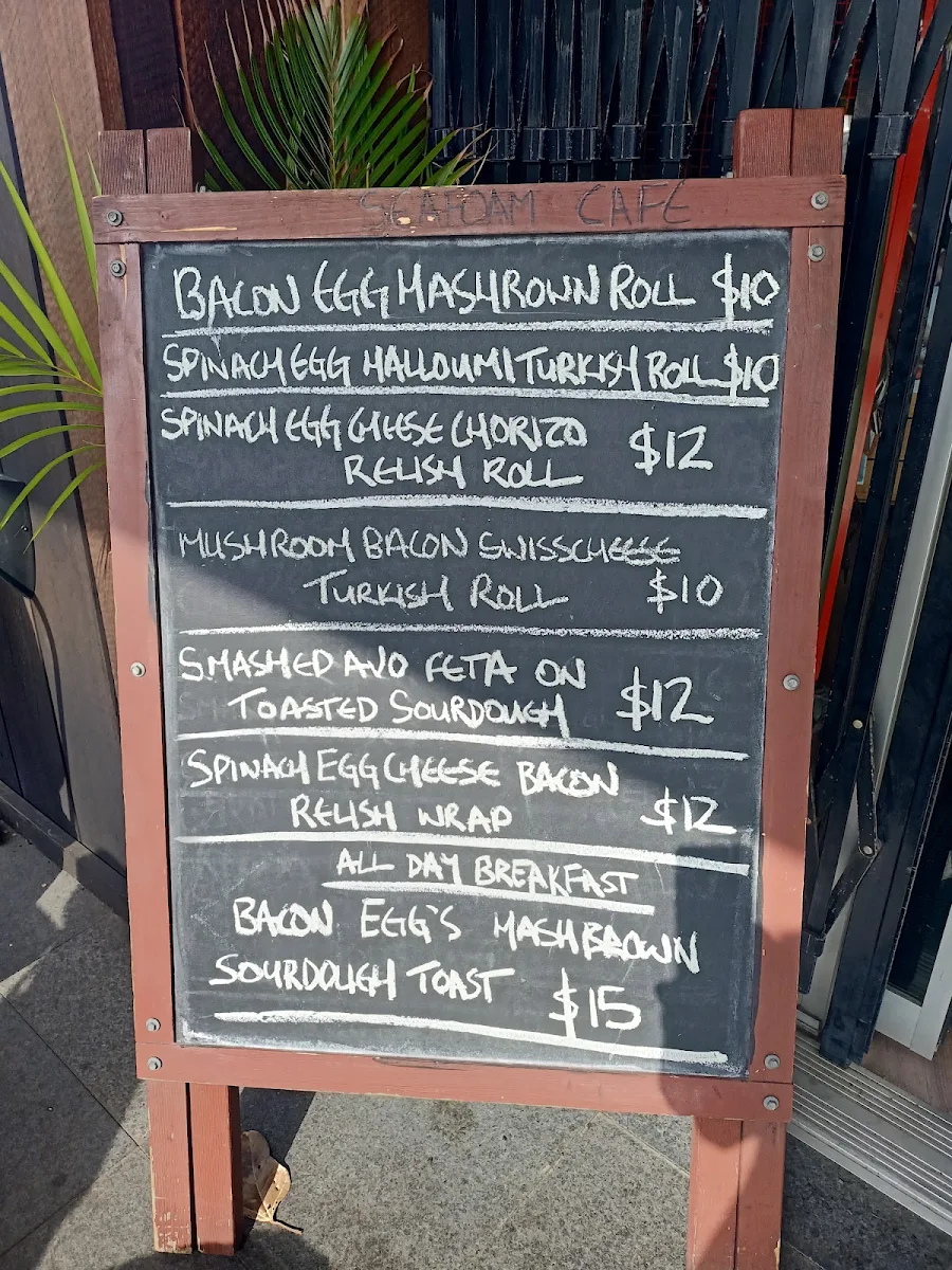 Menu, Seafoam Cafe