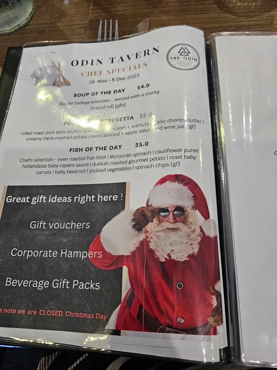 Menu, Odin Tavern