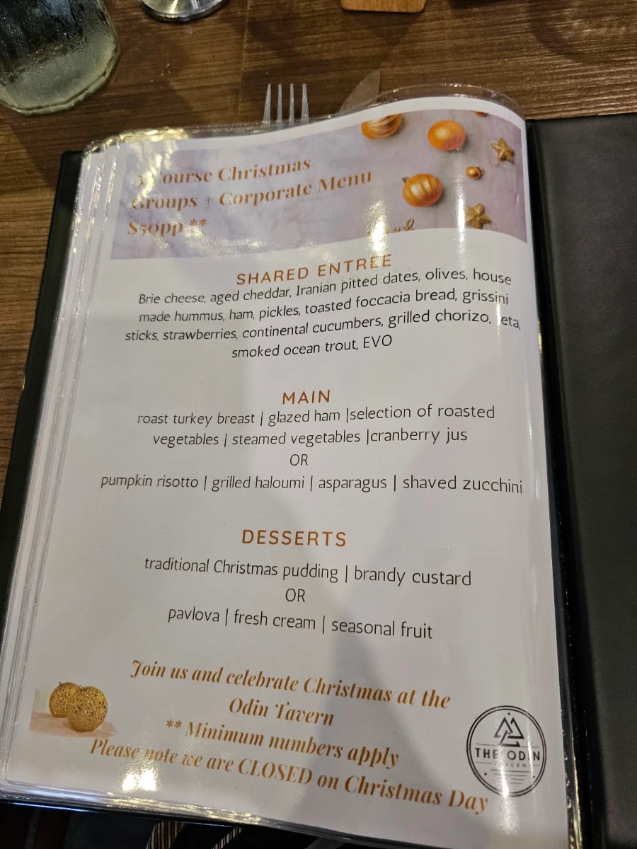 Menu, Odin Tavern