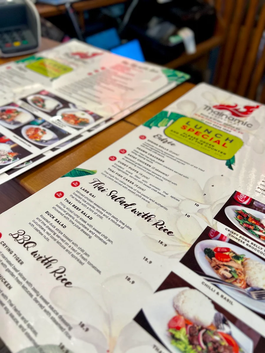 Menu, Thainamic Restaurant