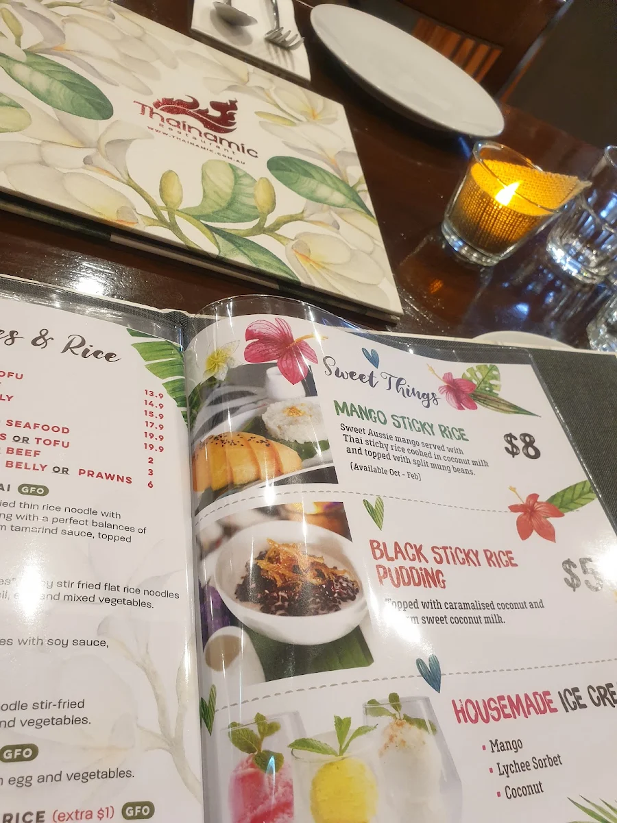 Menu, Thainamic Restaurant