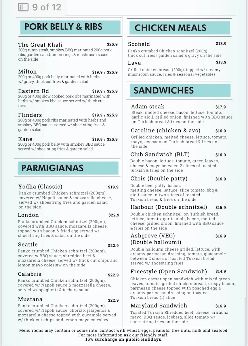 Menu, 107 Coffee Terminal / Sabroso Browns Plains