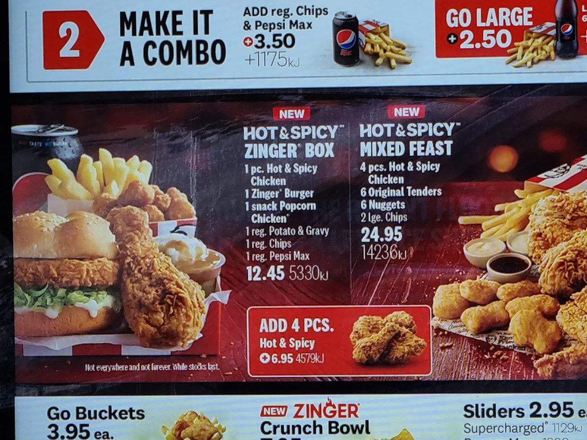 Menu, KFC Ferntree Gully