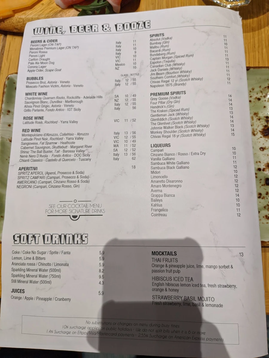 Menu, Saluti