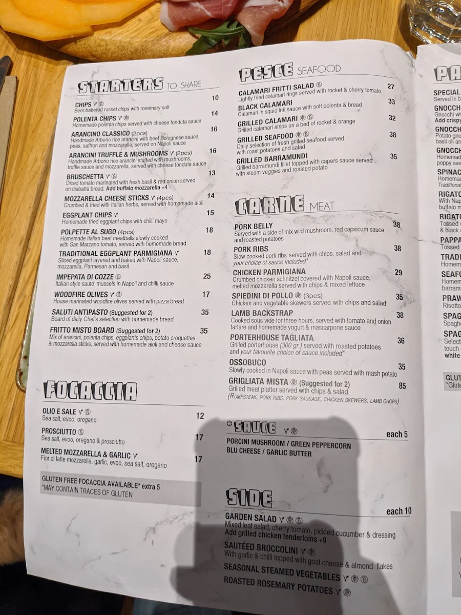 Menu, Saluti