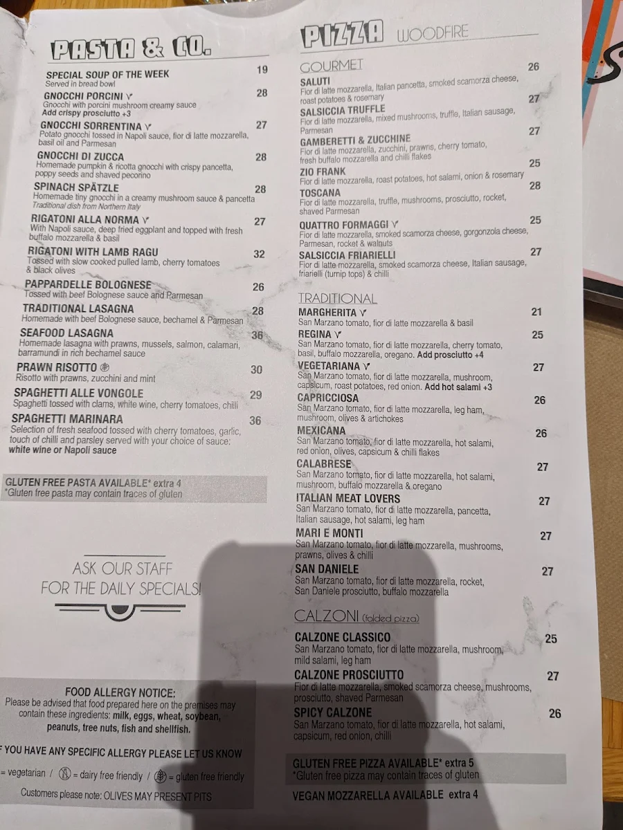 Menu, Saluti