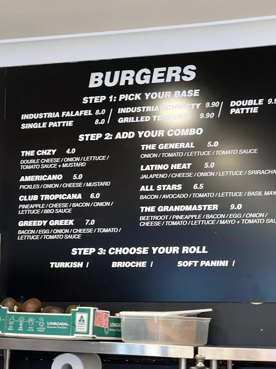 Menu, Industria Cafe