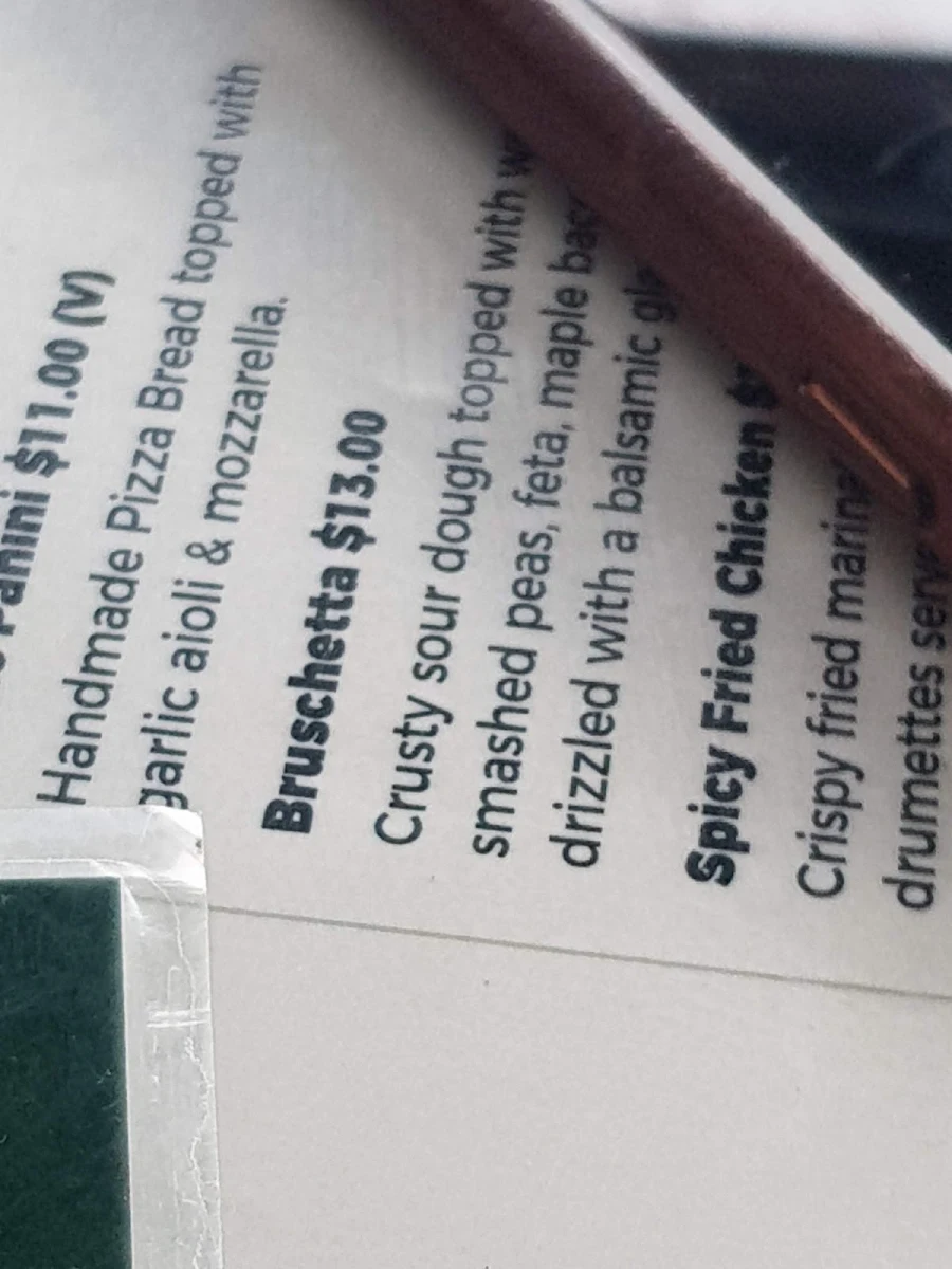 Menu, Woodford Garden Bistro