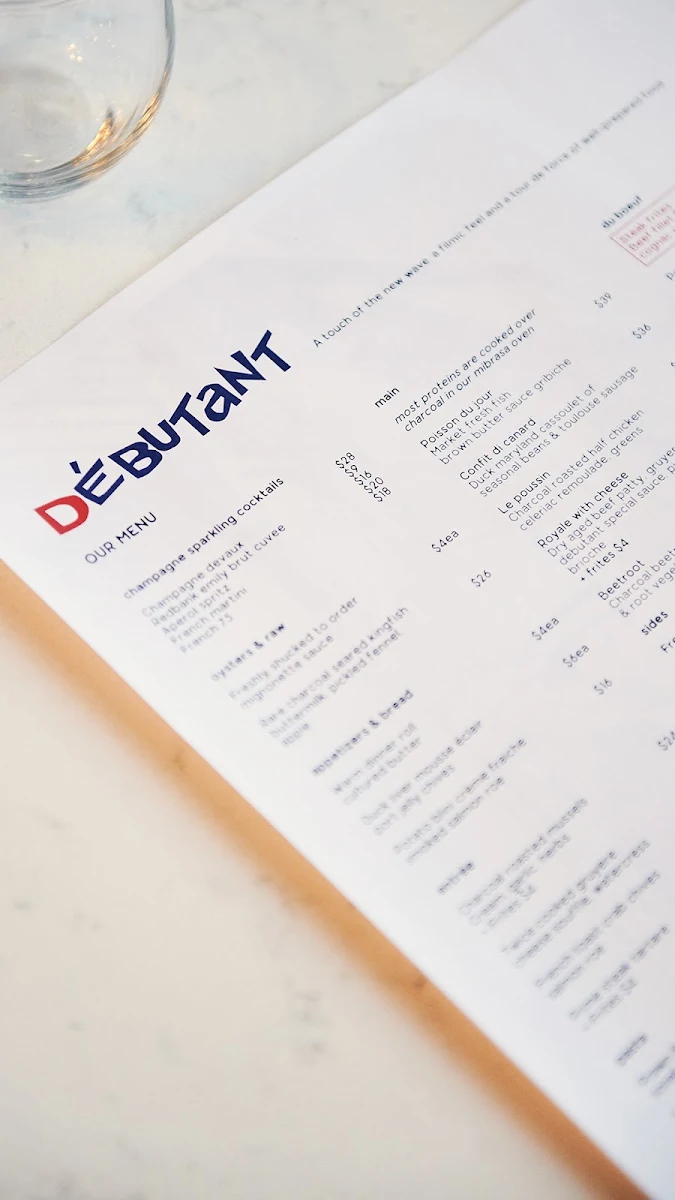 Menu, Debutant