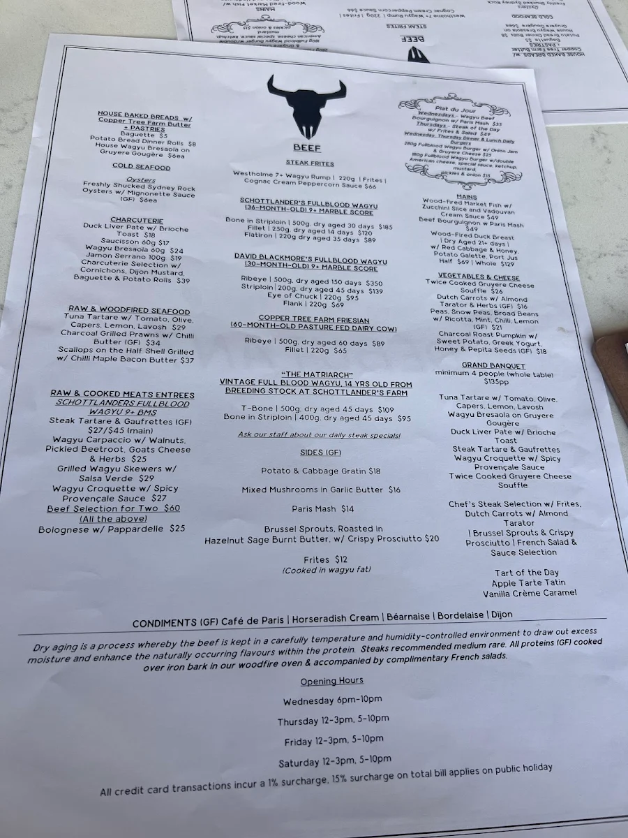 Menu, Debutant