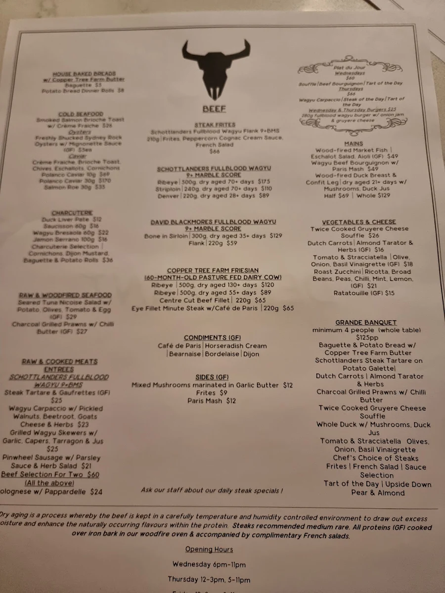 Menu, Debutant