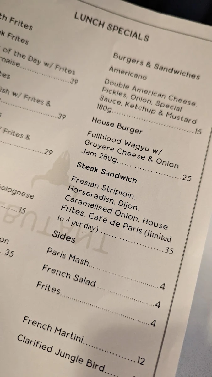 Menu, Debutant