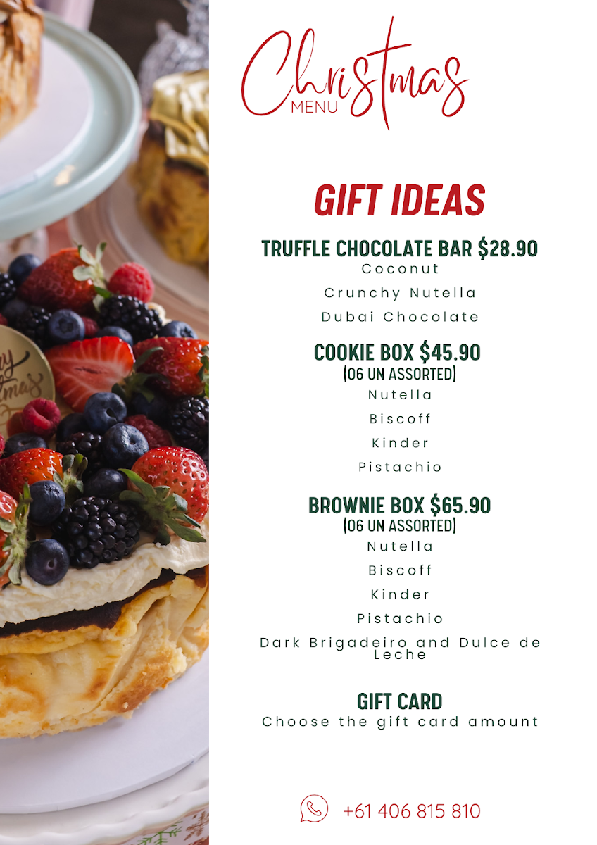 Menu, Marietta Cakes