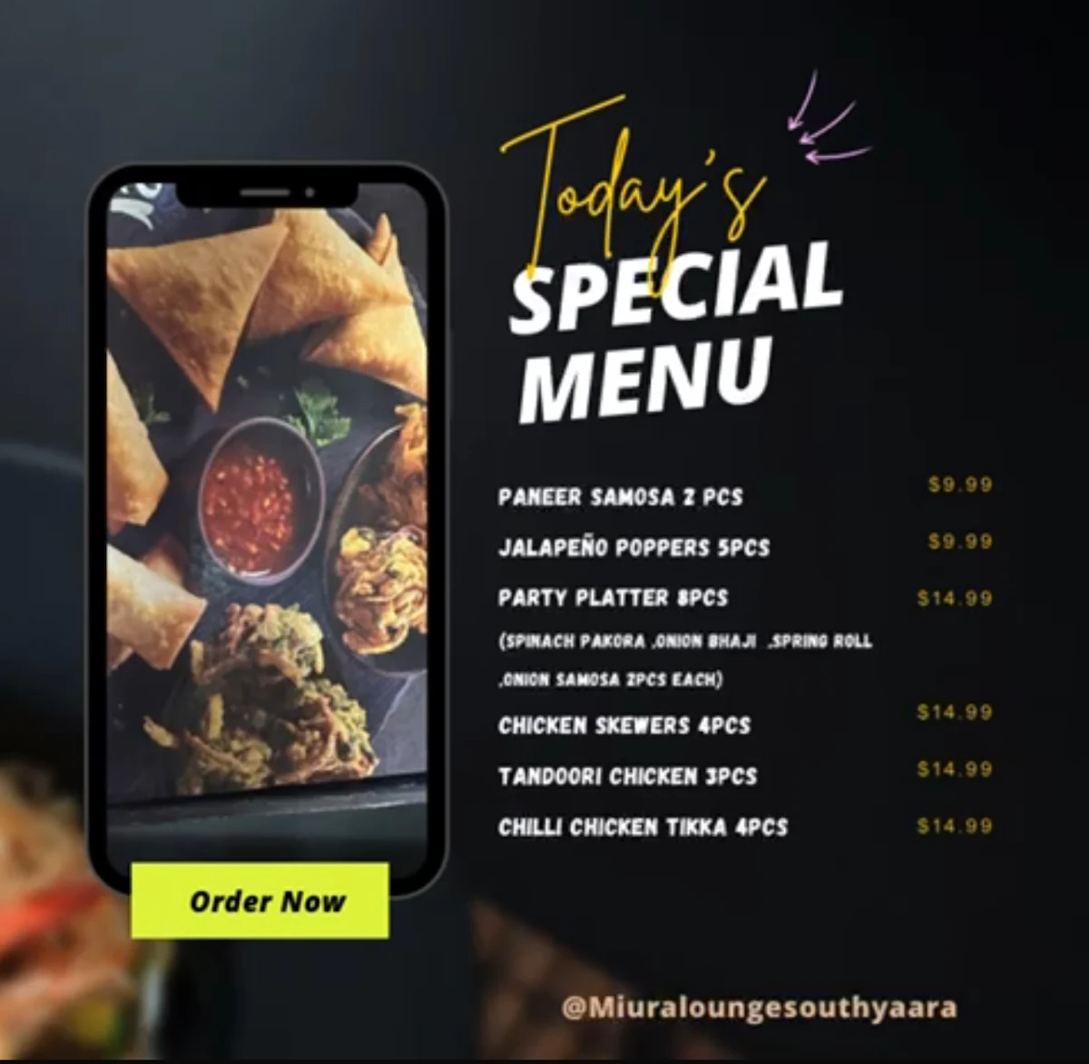 Menu, Miura Lounge