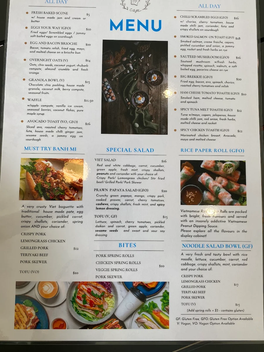 Menu, Star Fruit Cafe