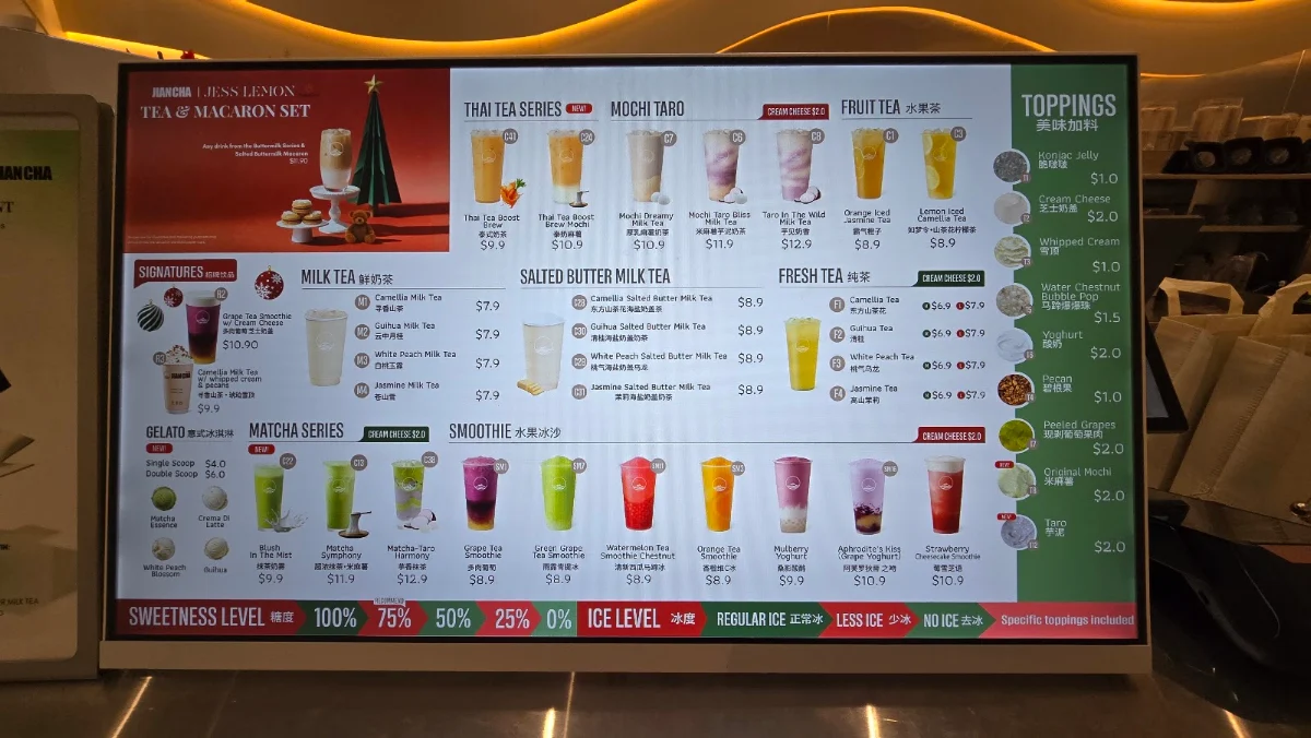 Menu, Jian Cha Tea 见茶山 (เจี้ยนชา) Elizabeth St.