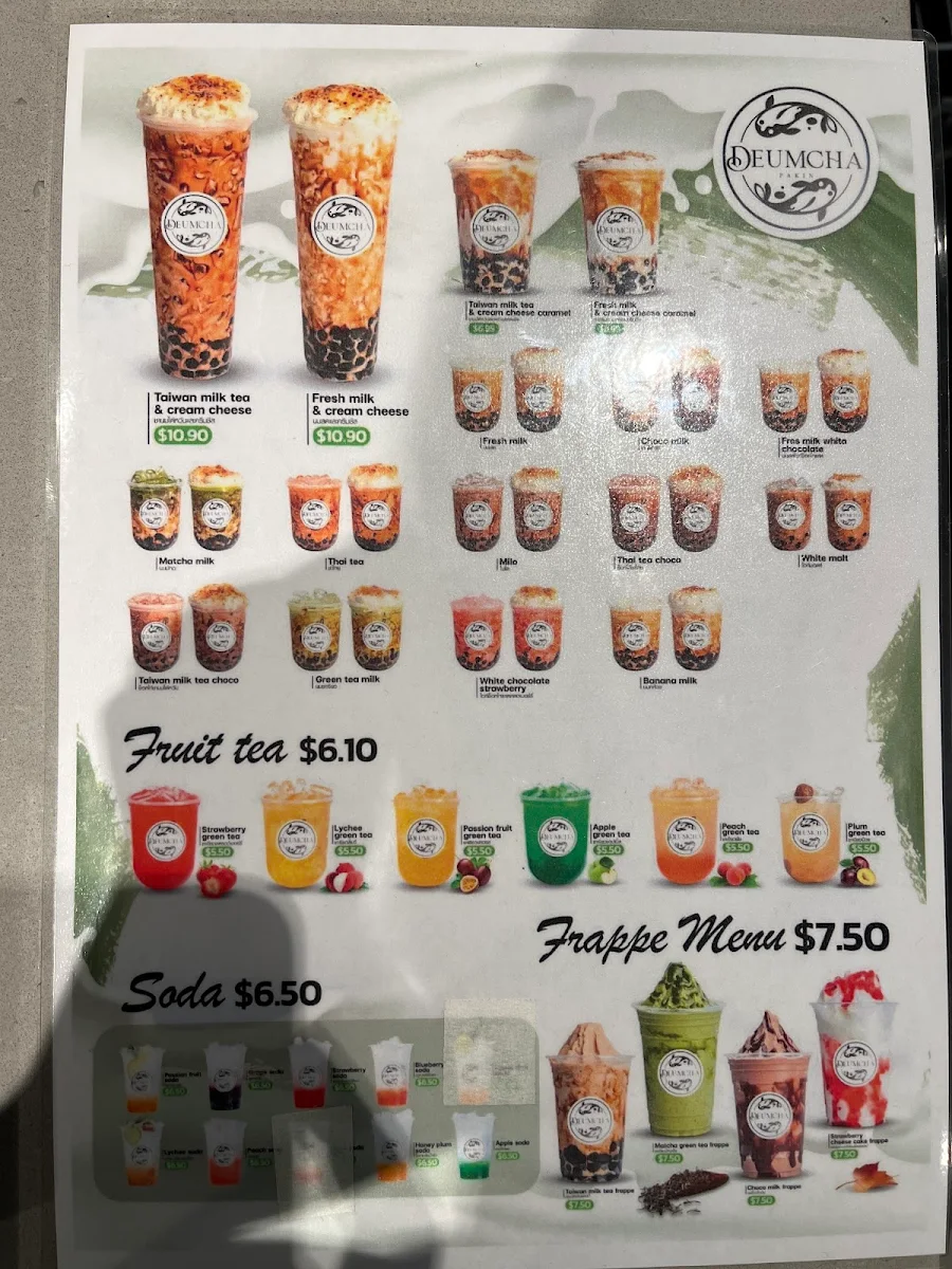 Menu, Deumcha Pakin at Adelaide Central Plaza food court