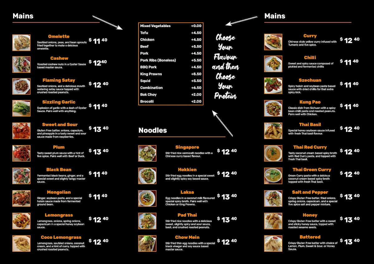Menu, August Moon Chinese Food