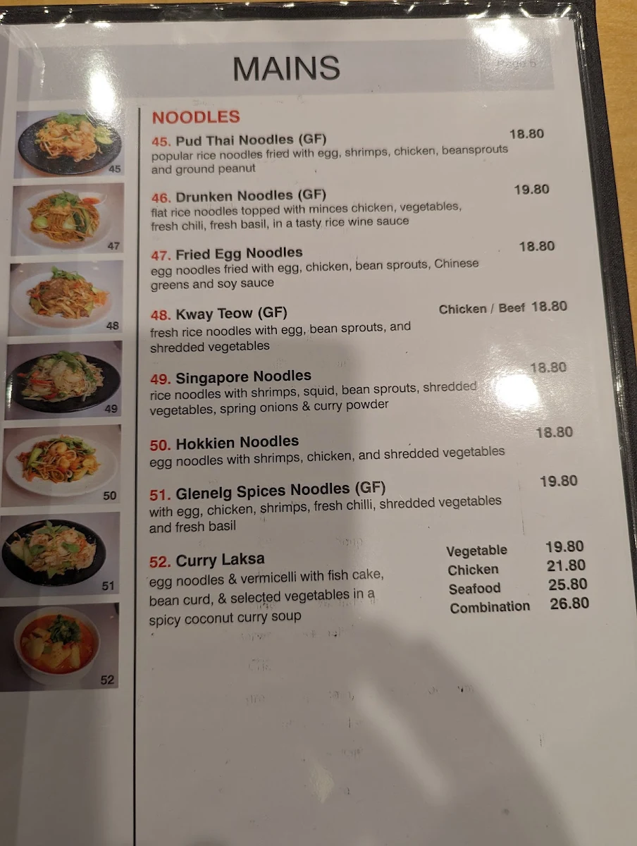 Menu, Glenelg Spices