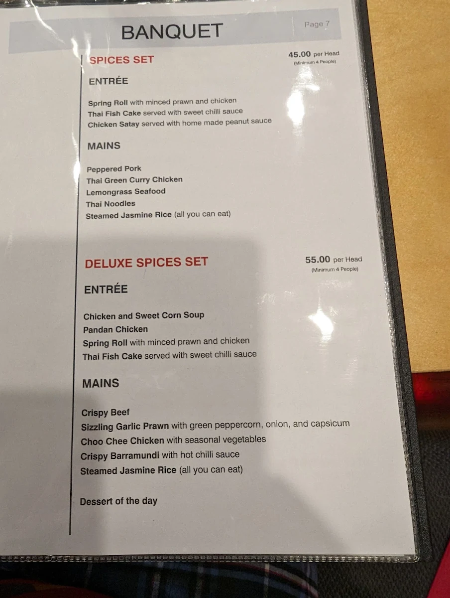 Menu, Glenelg Spices
